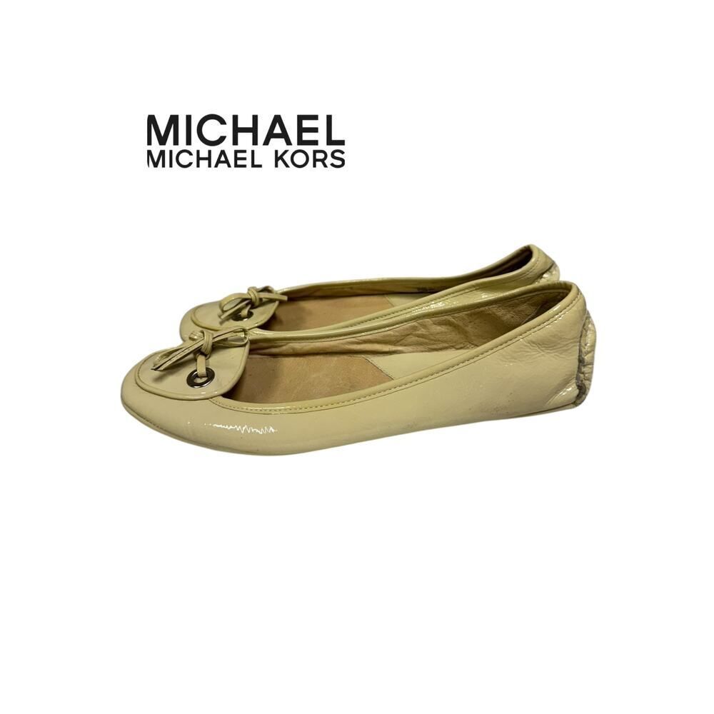 MICHAEL Michael Kors Cream Patent Leather Slip-on Bow Flats Loafers 9